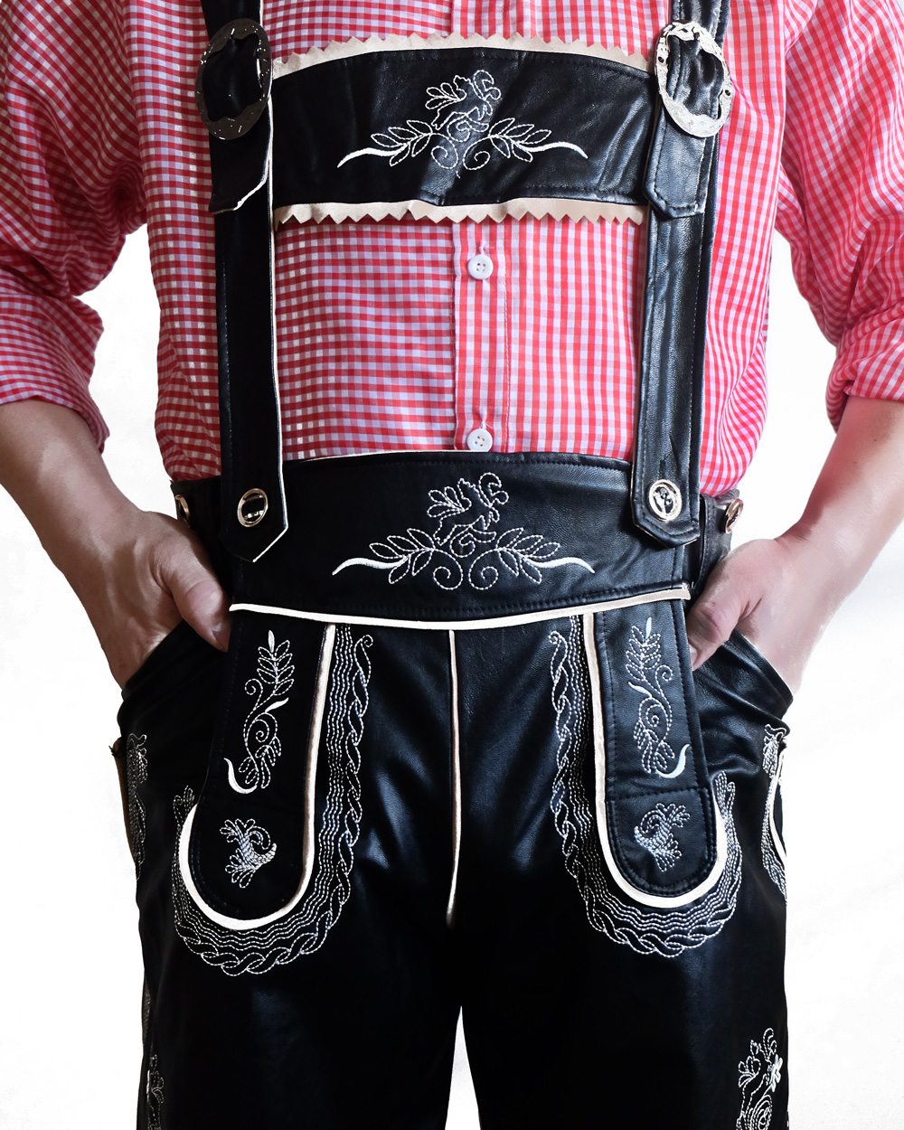 K97 Mens Authentic German Black Faux Leather Lederhosen Oktoberfest Beer Costume Ebay
